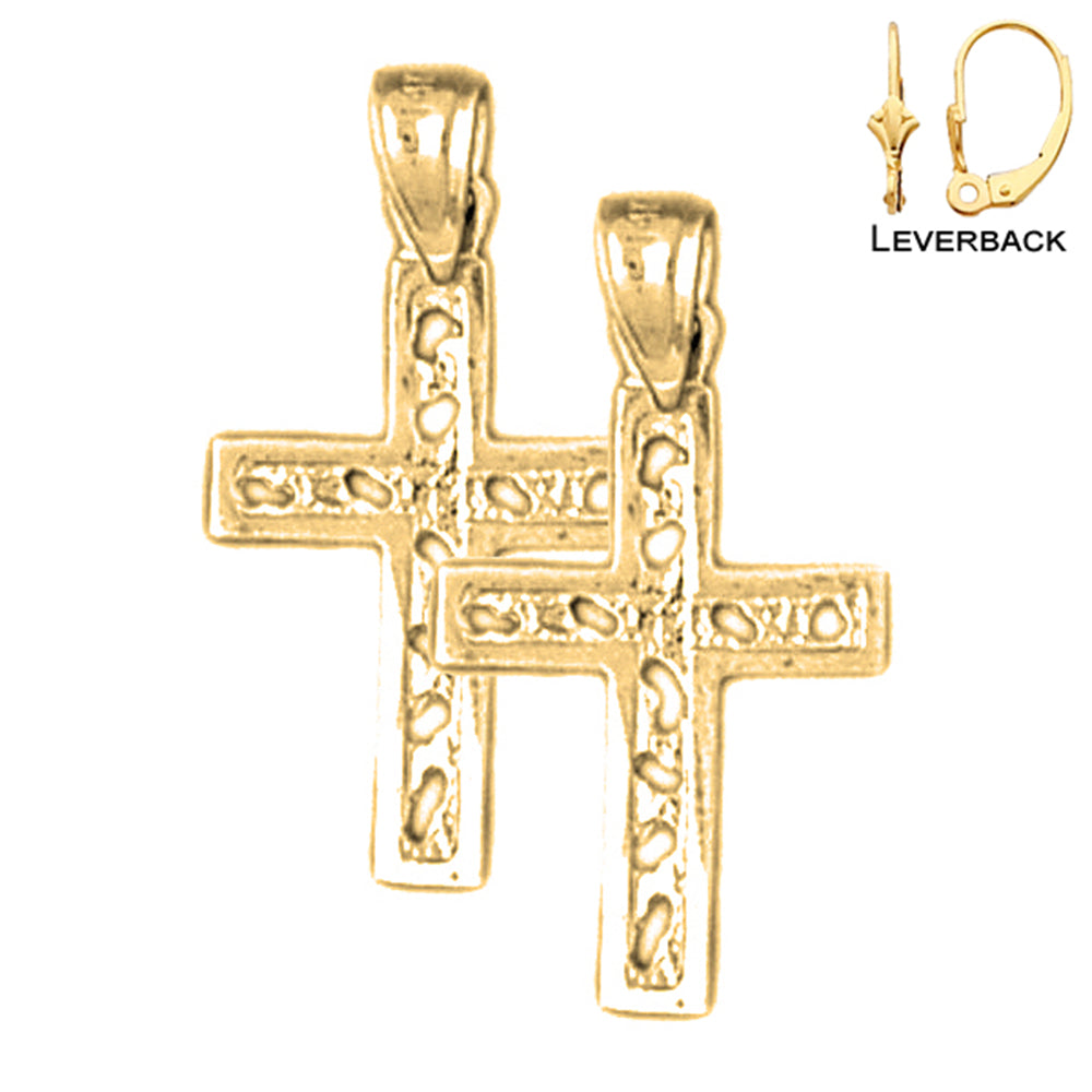 Ohrringe mit lateinischem Kreuz aus 14 Karat oder 18 Karat Gold