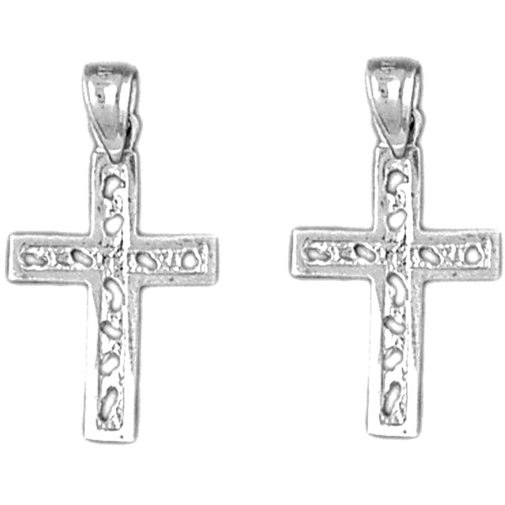 Sterling Silver 23mm Latin Cross Earrings