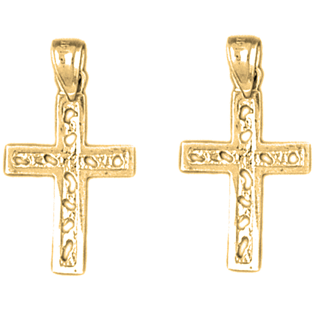 14K or 18K Gold 23mm Latin Cross Earrings