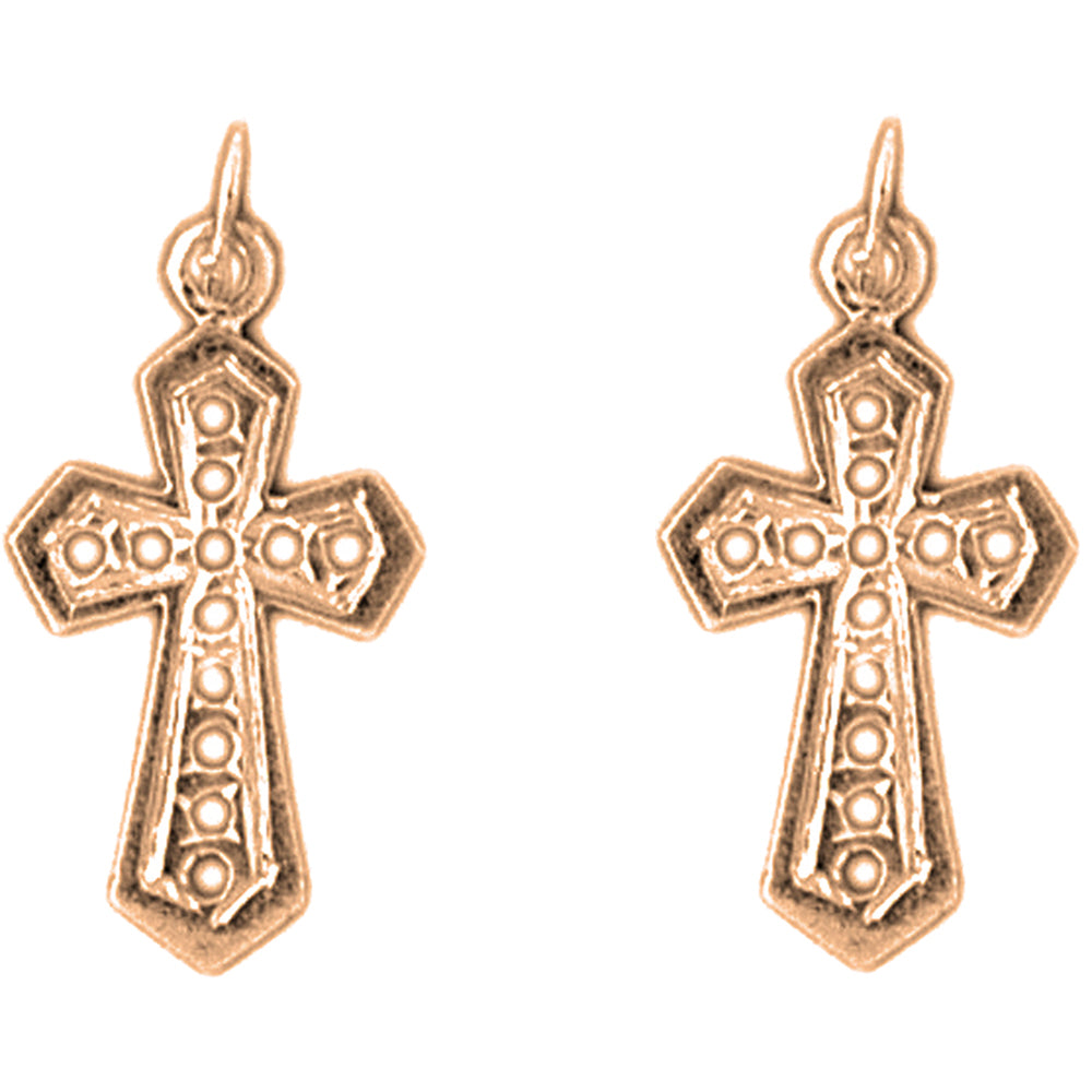 14K or 18K Gold 24mm Passion Cross Earrings