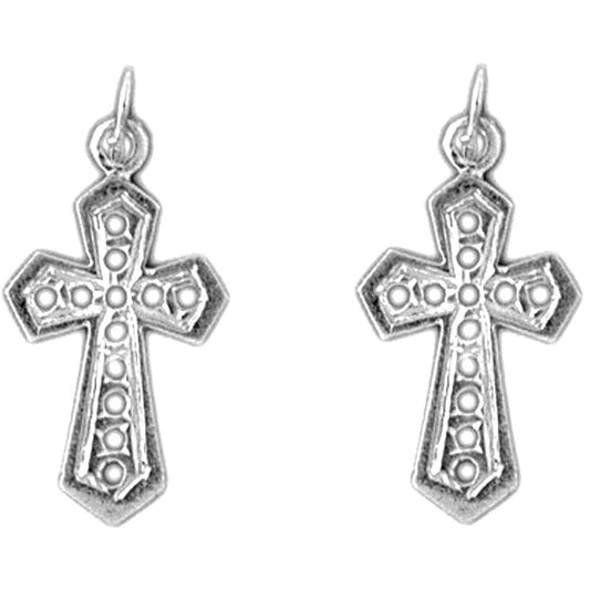 Sterling Silver 24mm Passion Cross Earrings