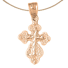 14K or 18K Gold Budded Cross Pendant