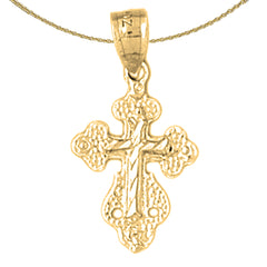 14K or 18K Gold Budded Cross Pendant