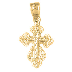 14K or 18K Gold Budded Cross Pendant