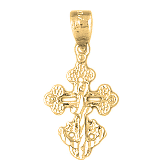 14K or 18K Gold Budded Cross Pendant