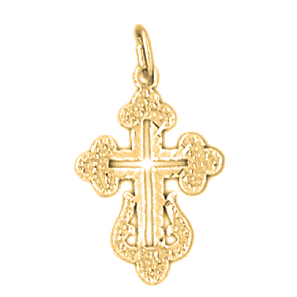 14K or 18K Gold Budded Cross Pendant