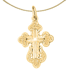 14K or 18K Gold Budded Cross Pendant