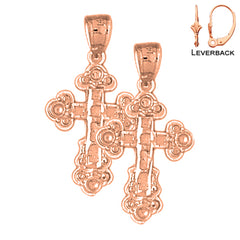 14K or 18K Gold Budded Cross Earrings