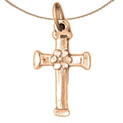 14K or 18K Gold Floral Cross Pendant