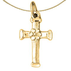 14K oder 18K Gold Blumenkreuz Anhänger