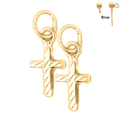 14K or 18K Gold Latin Cross Earrings