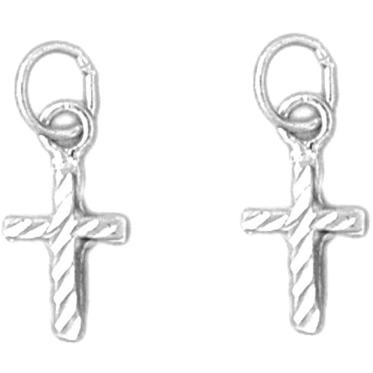 Sterling Silver 16mm Latin Cross Earrings