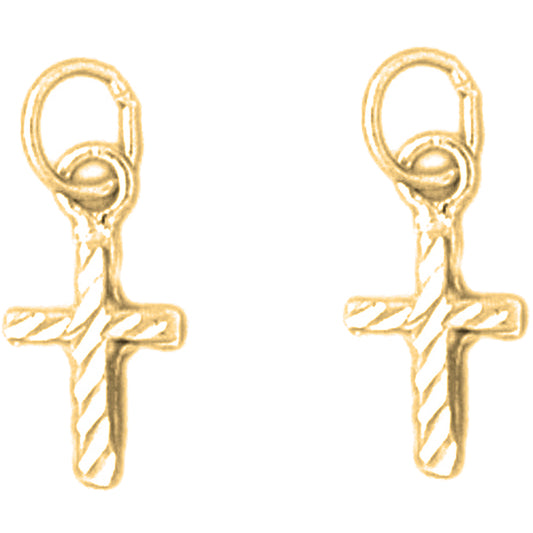 Yellow Gold-plated Silver 16mm Latin Cross Earrings
