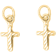 14K or 18K Gold 16mm Latin Cross Earrings