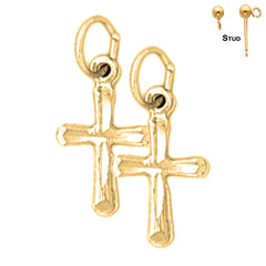 Sterling Silver 18mm Latin Cross Earrings (White or Yellow Gold Plated)