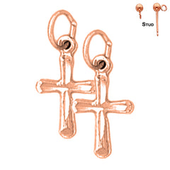 14K or 18K Gold Latin Cross Earrings