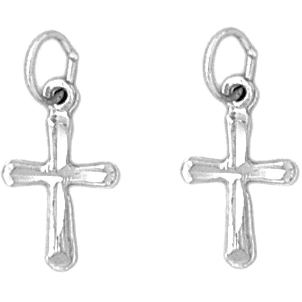 14K or 18K Gold 18mm Latin Cross Earrings