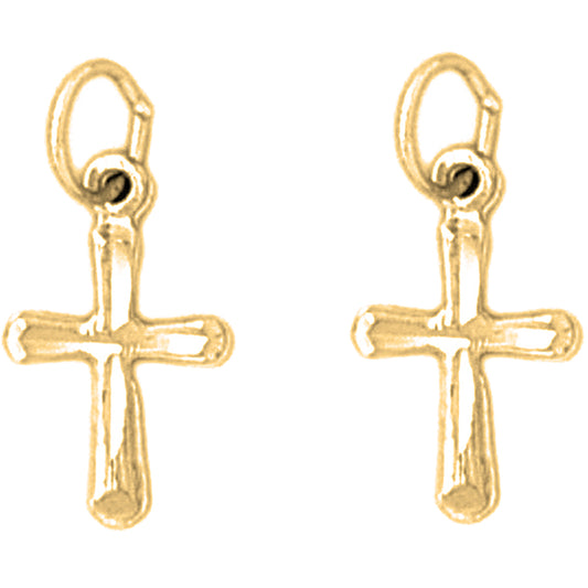14K or 18K Gold 18mm Latin Cross Earrings