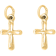 Yellow Gold-plated Silver 18mm Latin Cross Earrings