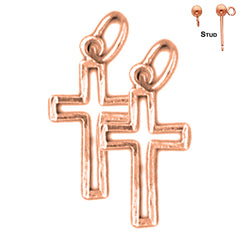 14K or 18K Gold Latin Cross Earrings