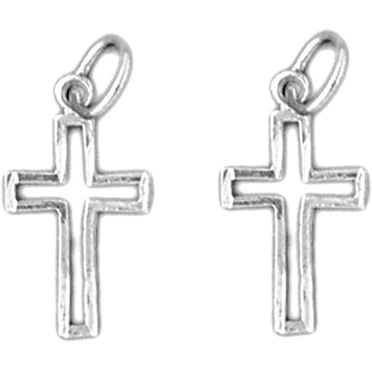 Sterling Silver 19mm Latin Cross Earrings