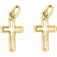 Yellow Gold-plated Silver 19mm Latin Cross Earrings