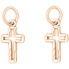 14K or 18K Gold 17mm Latin Cross Earrings