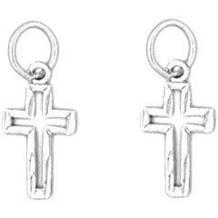Sterling Silver 17mm Latin Cross Earrings