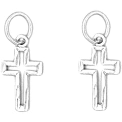 14K or 18K Gold 17mm Latin Cross Earrings