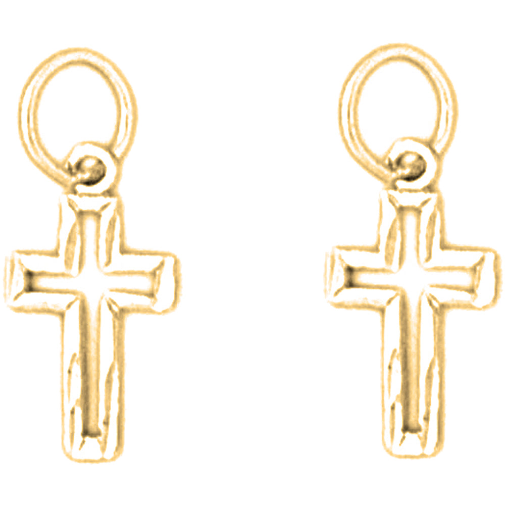 14K or 18K Gold 17mm Latin Cross Earrings