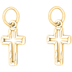 Yellow Gold-plated Silver 17mm Latin Cross Earrings