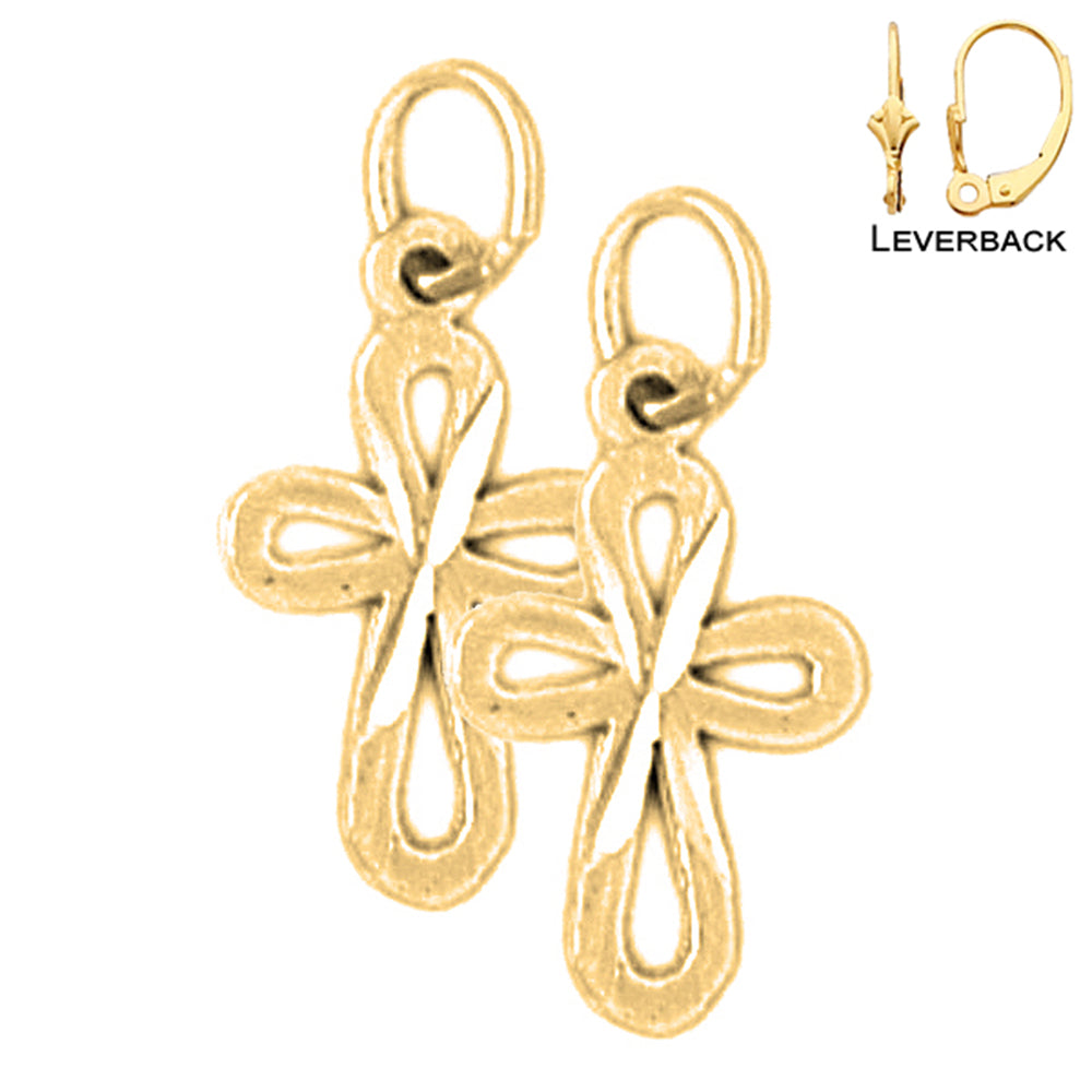 14K or 18K Gold Latin Cross Earrings