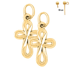 14K or 18K Gold Latin Cross Earrings