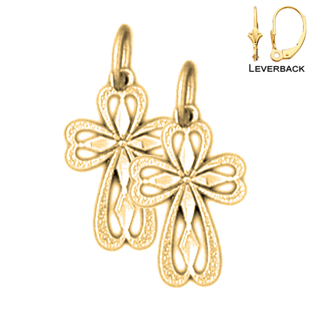 14K or 18K Gold Latin Cross Earrings