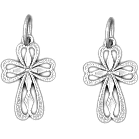 Sterling Silver 18mm Latin Cross Earrings