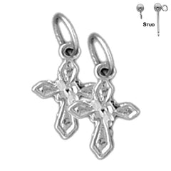 Sterling Silver 16mm Passion Cross Earrings (White or Yellow Gold Plated)