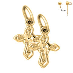 Sterling Silver 16mm Passion Cross Earrings (White or Yellow Gold Plated)