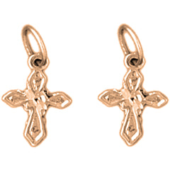 14K or 18K Gold 16mm Passion Cross Earrings