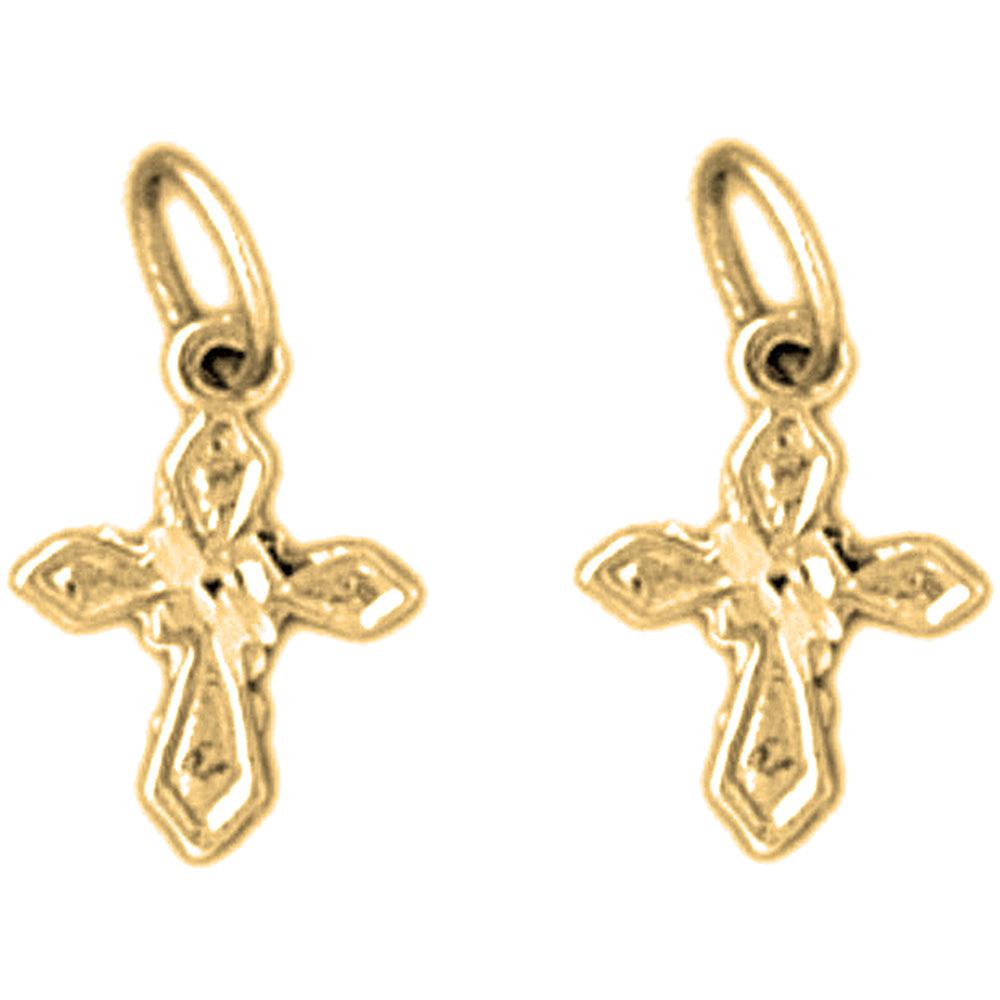 14K or 18K Gold 16mm Passion Cross Earrings