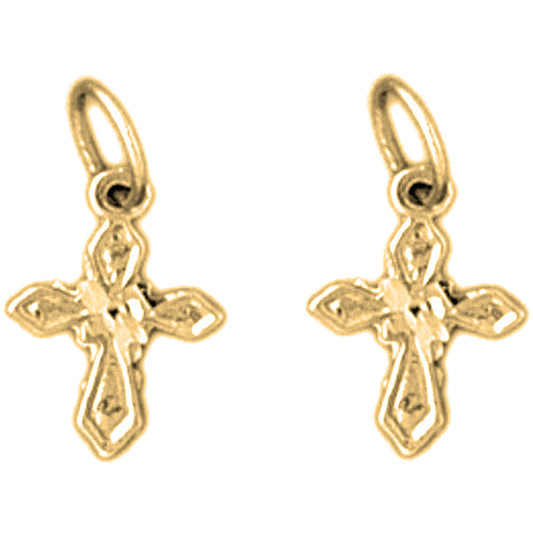 Yellow Gold-plated Silver 16mm Passion Cross Earrings