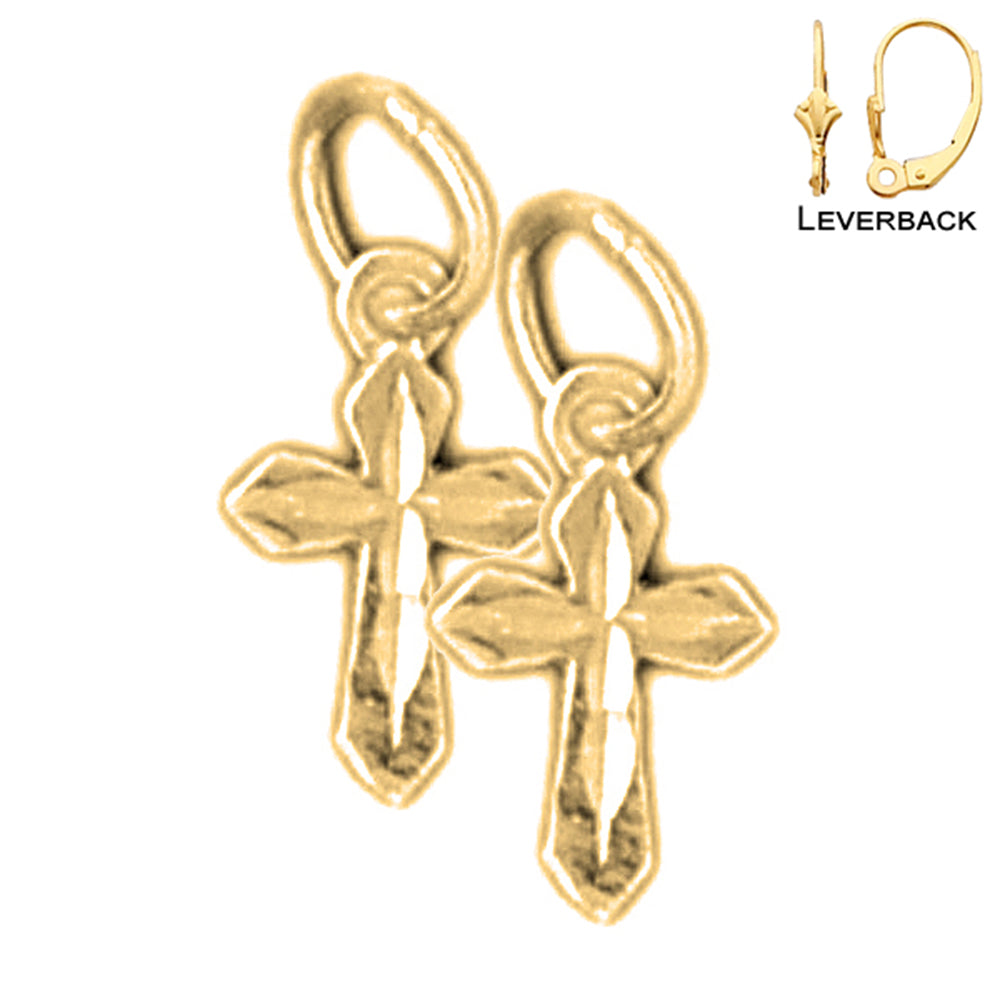 14K or 18K Gold Passion Cross Earrings