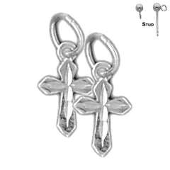 Sterling Silver 57mm Passion Cross Earrings (White or Yellow Gold Plated)