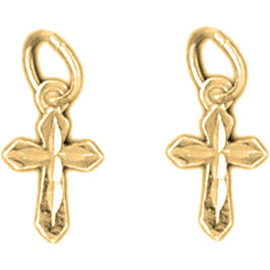 Yellow Gold-plated Silver 57mm Passion Cross Earrings