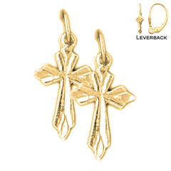 Sterling Silver 19mm Passion Cross Earrings (White or Yellow Gold Plated)