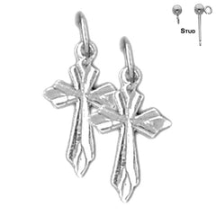 Sterling Silver 19mm Passion Cross Earrings (White or Yellow Gold Plated)