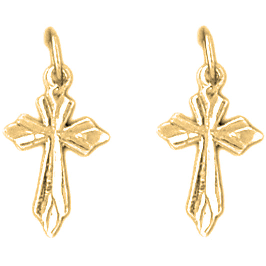 Yellow Gold-plated Silver 19mm Passion Cross Earrings