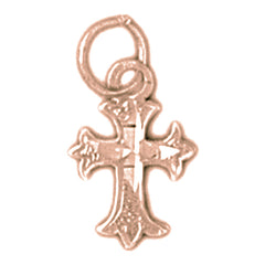 14K or 18K Gold Budded Cross Pendant