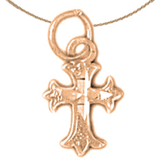 14K or 18K Gold Budded Cross Pendant