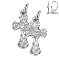 Sterling Silver 20mm Celtic Cross Earrings (White or Yellow Gold Plated)