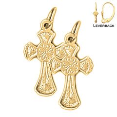 Sterling Silver 20mm Celtic Cross Earrings (White or Yellow Gold Plated)